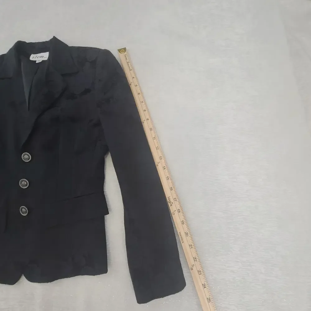 Jacquard Floral fairy grunge whimsigoth crop blazer black Size 6 office career - Picture 4 of 8